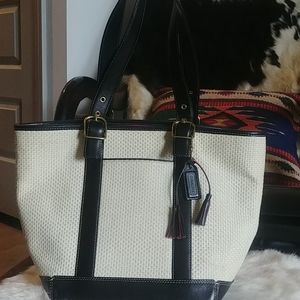 Off White and Black Coach bag